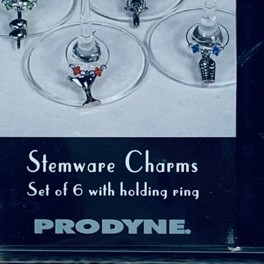 miVino Stemware Charms Set of 6 with‎ Holding Ring Wine Glass Markers NEW